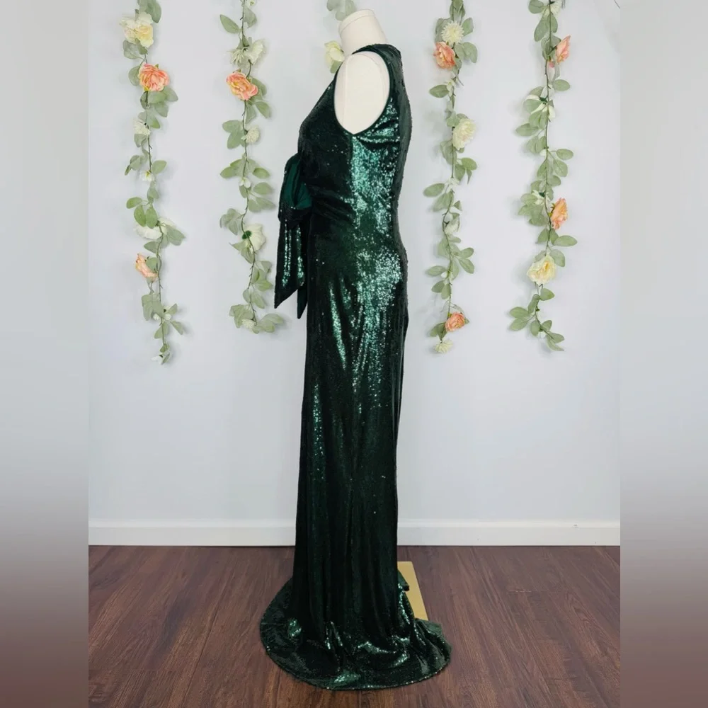 Halston Magdalena Draped Sequin Gown - Picture 6 of 12